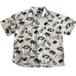 Tabasco Lounge Hawaiian Shirt Men's Size M Tropical Cocktail‎ Palm Tree Print